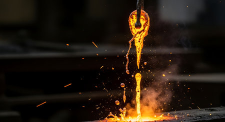Sparks of molten metal from a blowtorch at a construction siteの素材