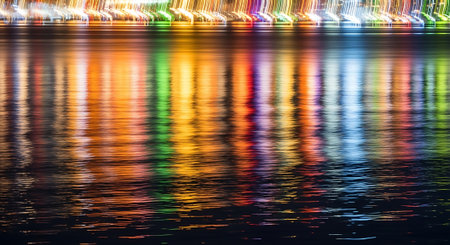 Abstract background of light trails on the water surface. Colorful backgroundの素材