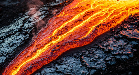 Volcanic eruption in Hawaii Volcanoes National Park, Big Island, USAの素材