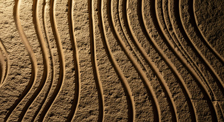abstract background of a stone wall with a pattern of curved linesの素材