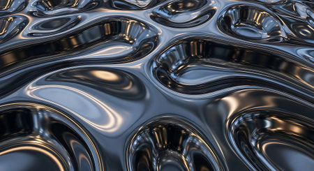 3d render of abstract wavy metallic background with some smooth lines in itの素材