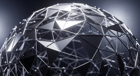 Abstract 3d rendering of chaotic polygonal object. Futuristic background.の素材
