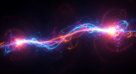 Fractal lightning, abstract energy background. Power and energy conceptの素材