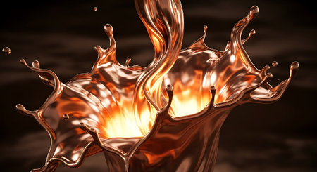 A splash of gold. 3d rendering, 3d illustration.の素材