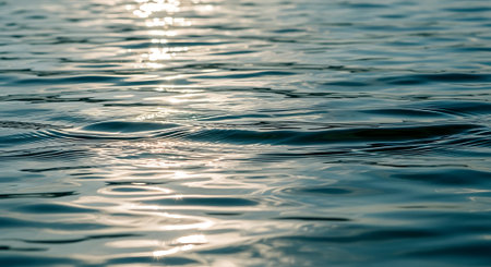 Water surface with sun reflection. Abstract background and texture for design.の素材
