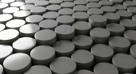 Abstract 3d rendering of geometric shapes. Modern background design with circles.の素材