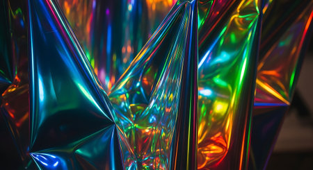 abstract background of a holographic holographic foil in neon lightの素材