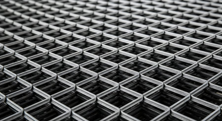 Metal grating, close-up. Metal grille background.の素材