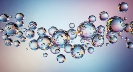 3d rendering of water bubbles floating in water. Abstract background.の素材