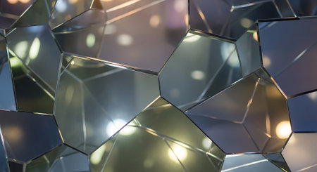 Abstract 3d rendering of chaotic polygonal shape. Futuristic background design.の素材