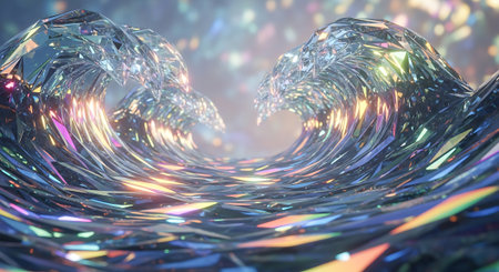 3d render, abstract background with waves and lines, 3d illustrationの素材