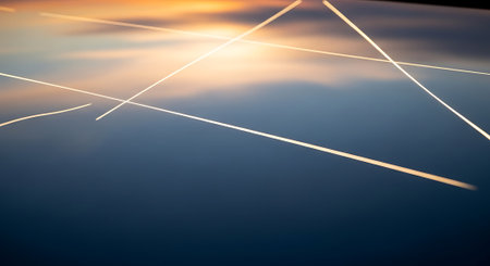 Sunset over the sea with a line in the foreground. Abstract backgroundの素材