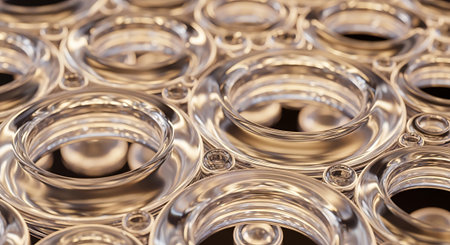 Close-up view of a lot of metal rings. Abstract background.の素材