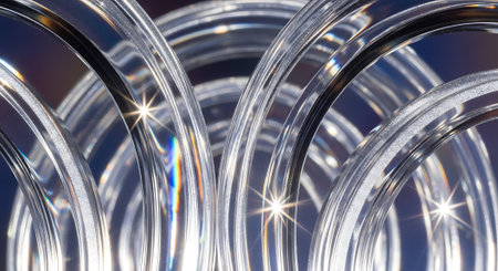 Circle metal springs close-up on a blue background. 3d renderingの素材