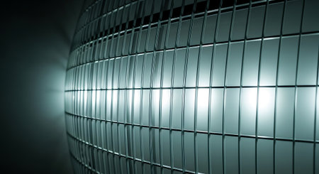 3D rendering of abstract metallic background. Reflective surface pattern.の素材