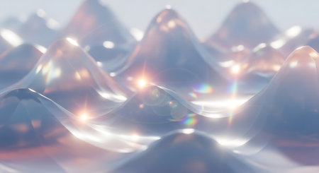 3d render, abstract background with waves and bokeh.の素材