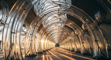 Tunnel of modern architecture in Shanghai, China. Long exposure.の素材