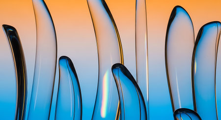 Abstract 3d rendering of wavy flowing liquid. Vibrant color background.の素材