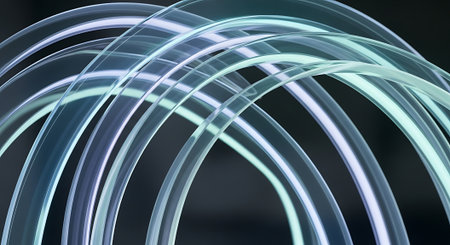 abstract background with blue and purple neon curved lines. 3d renderingの素材