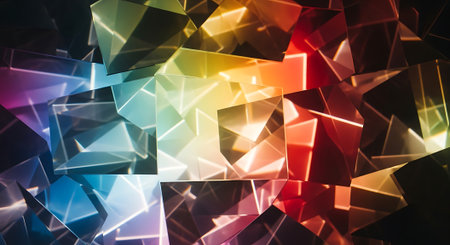 Abstract colorful background with glass cubes. 3d rendering toned imageの素材