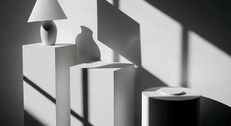 3d render, abstract background, minimal design, geometric forms, podiumsの素材