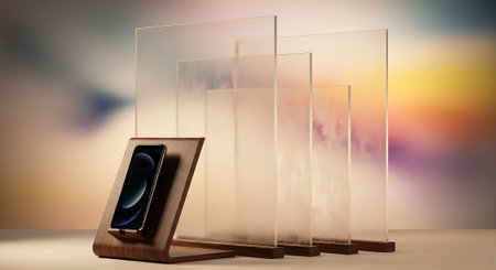 3d illustration of a picture frame with a picture on the tableの素材