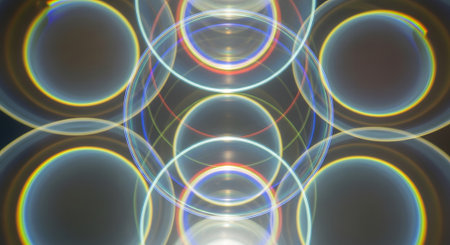 Abstract background with glowing circles. 3d rendering, 3d illustration.の素材