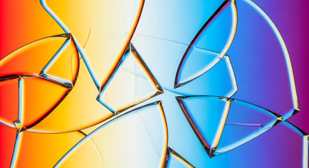 abstract background with broken glass effect in blue, orange and yellowの素材