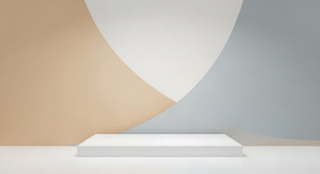 Abstract minimalistic background with white podium. 3d render mock upの素材