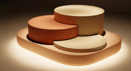 3d render of abstract geometric forms, podiums, pedestals.の素材
