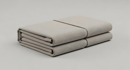 Folded beige cloth on a light background. 3d renderingの素材