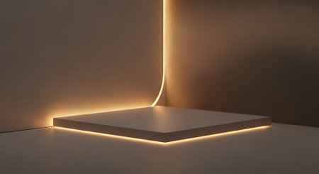 Scene with podium for mock up presentation in minimalism style, 3d renderの素材
