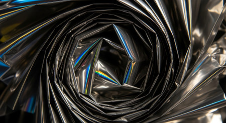 Abstract 3d rendering of metallic background. Reflective surface. Futuristic shape.の素材