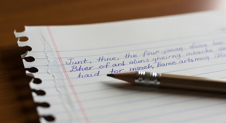 Notebook and pen on the wooden table. Selective focus.の素材