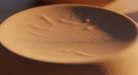 A closeup shot of a clay bowl with a lot of sandの素材