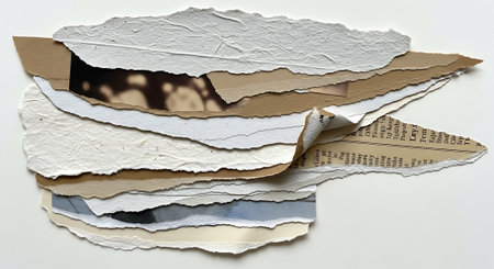 Ripped paper with space for your message on the white background.の素材