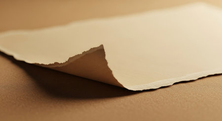 close up of a piece of brown paper on brown background with copy spaceの素材