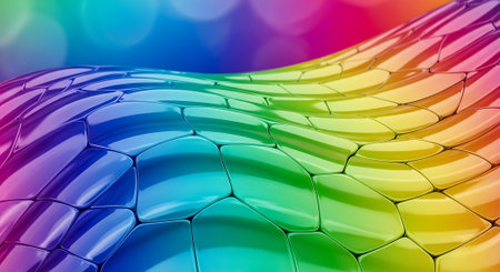 3d rendering of abstract metallic background with rainbow colors. 3d illustrationの素材