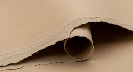 Close up of a rolled up sheet of paper with space for textの素材