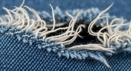 Blue jeans texture background close up. Denim jeans torn denim texture.の素材