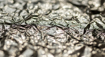 Aluminum foil texture as a background, macro photo with selective focusの素材
