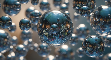 Abstract 3d rendering of spheres. Futuristic background with balls.の素材