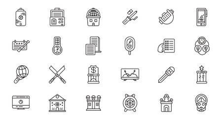 bundle of cyber security set icons vector illustration thick line  designの素材