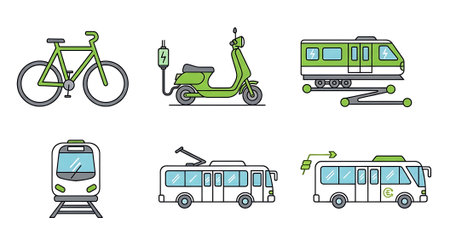 Transport icons set. Flat illustration of 9 transport icons for webの素材