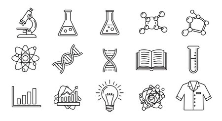 science and education icons set over white background, line style, vector illustrationの素材