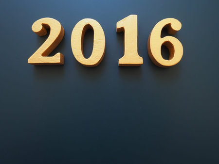 Year 2016, gold wood of 2016 number on black background, Happy new year 2016, Happy New Year...