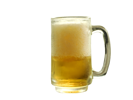 Glass of frosty beer isolated on white background. (Clipping Path included)の写真素材