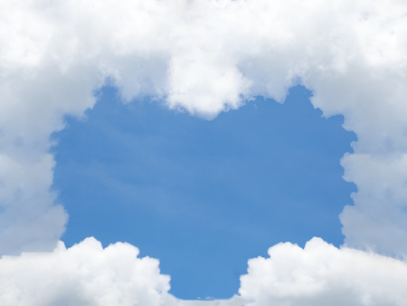 Heart shape from cloud in blue sky. Valentine's Day. Love symbol for background.の写真素材