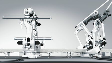 Interacting Industrial Robotsの写真素材