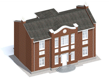 architectural visualization of classic private residential isolated on whiteの写真素材